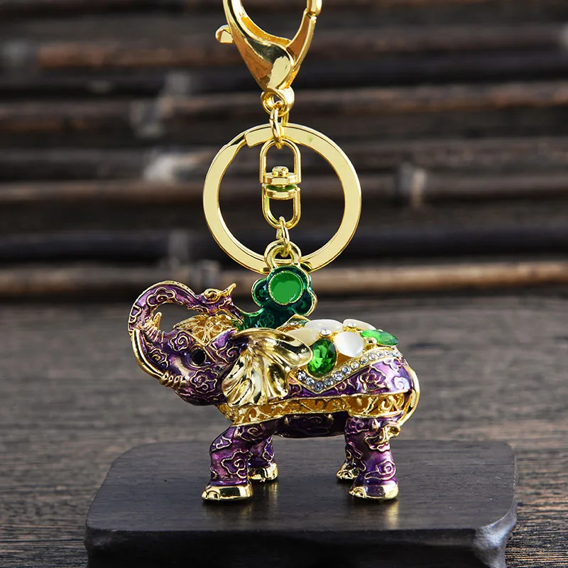 

EASYA New Design 3D Enamel Elephant Keychain Crafts Key Holder Fashion Crystal Animal Bag Pendant Keyrings Unique Jewelry Gift