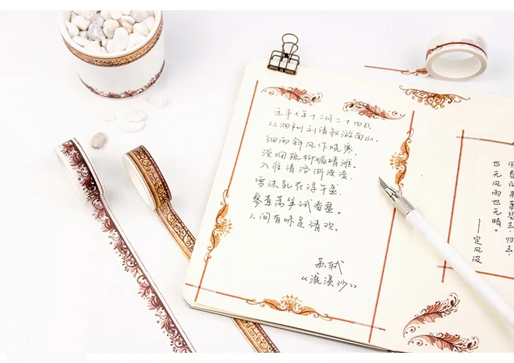 6 видов конструкций отрезание правило кружева цветок дневник фоторамка японский декоративный клей DIY маскирующая Бумага васи лента Этикетка наклейки подарок