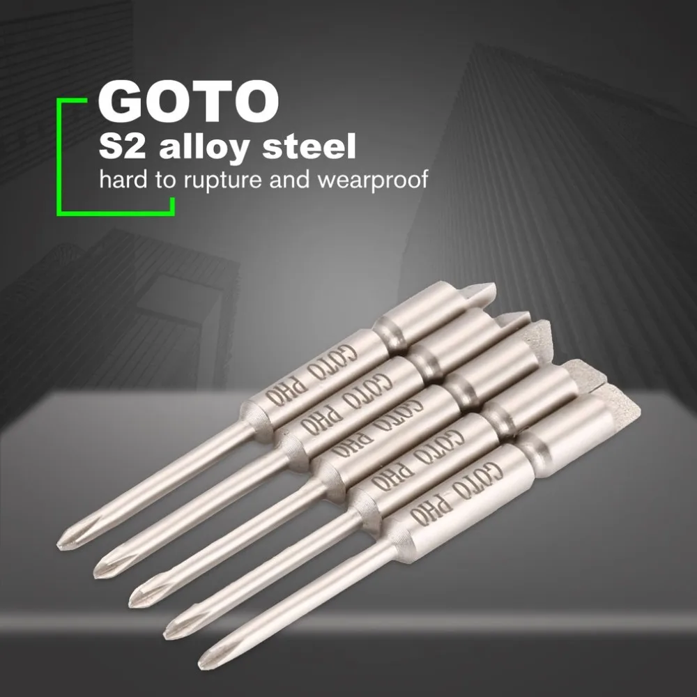 

Goto S2 Steel 5Pcs Magnetic Precision Philips Screwdriver Bits Set Cross Tip Hand Repair Opening Tools for iPhone Mobile Phone