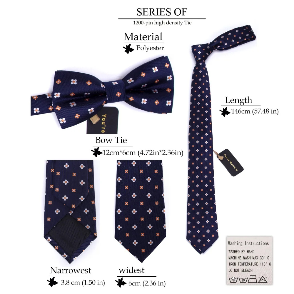 3 PCS Men NeckTie Set Bowtie Slim Necktie Slim Skinny Narrow Tie dress Handkerchief Pocket Square Suit Set