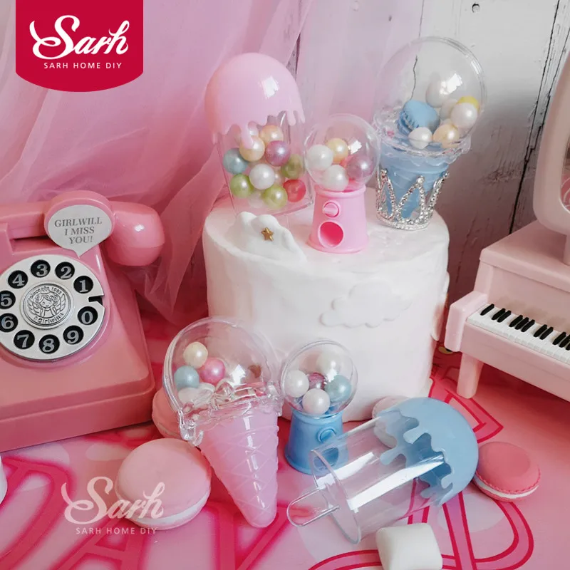 

Pink Blue Lovely Ice-cream Candy Box Cake Decorations Birthday Party Decorations for Baking Cute Gifts