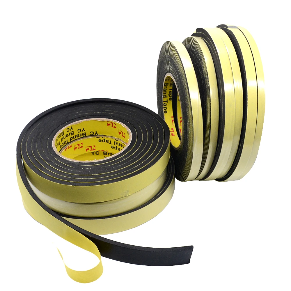 5m*10mm*2mm/3mm Single Sided Adhesive Waterproof Weather Stripping Foam Sponge Rubber Strip Tape 10M *1mm Window Door Seal Strip