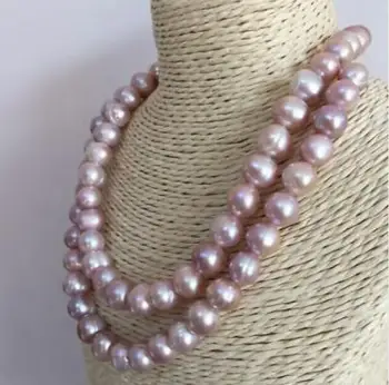 

single strand 12-13mm baroque lavender pearl necklace 36inch 50" silver
