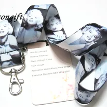 Hensongift черный/белый Мэрилин Монро значок шнурок для ключей ID Держатели Монро телефон шеи ремни