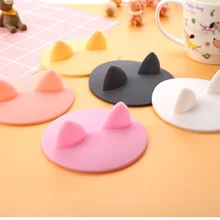 Симпатичная силиконовая крышка для чашки с защитой от пыли крышки для кошачьих ушей Крышка для кофе термостойкая многоразовая печать Крышка кружки аксессуары для стаканов для воды