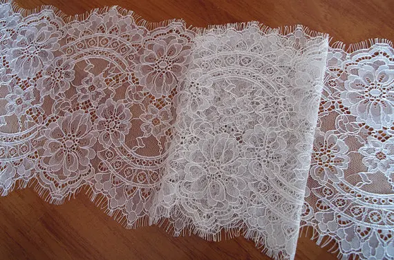 

chantilly lace trim, eyelash lace fabric, lace for wedding table runners 1yard
