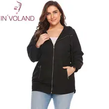 IN'VOLAND Женская куртка размера плюс L-3XL Весна Осень Повседневная с капюшоном длинный рукав Верхняя одежда свободный большой дождевик больше размера d