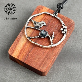 

Silver Color Bird Women Long Necklace Geometric Vintage Necklace Jewelry Elegant Popular Necklace Pendant Wooden Friends Jewelry
