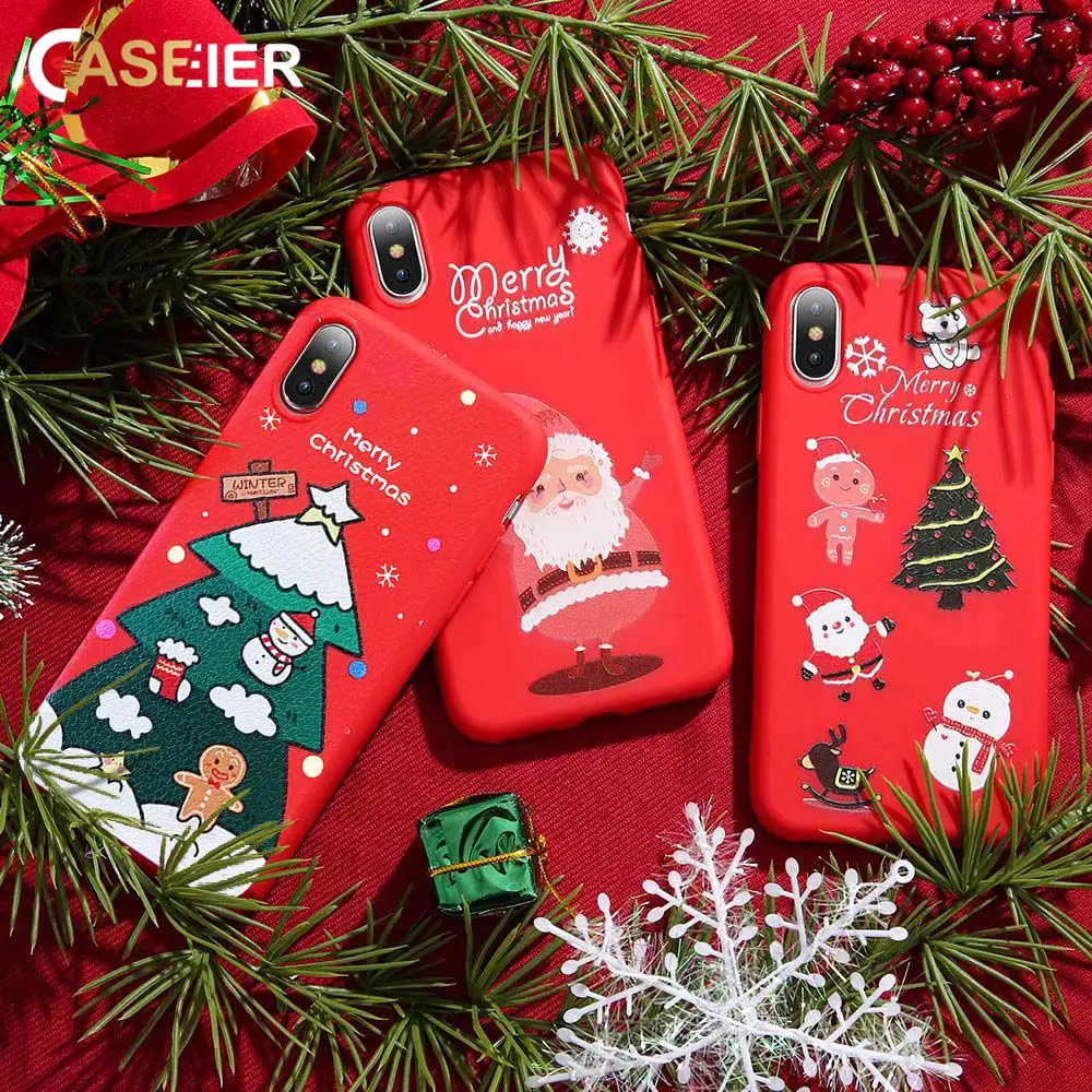 CASEIER 2019 Christmas Case For iPhone 7 8 Plus 6 6s 5 5s se New Year Gift Funda X XS MAX XR Phone Accesories |