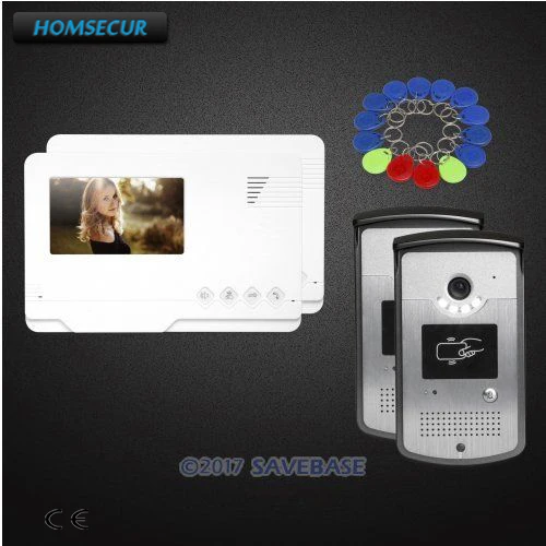 

HOMSECUR 2V2 4.3inch Video Door Entry Phone Call System with One Button Unlock for Apartment