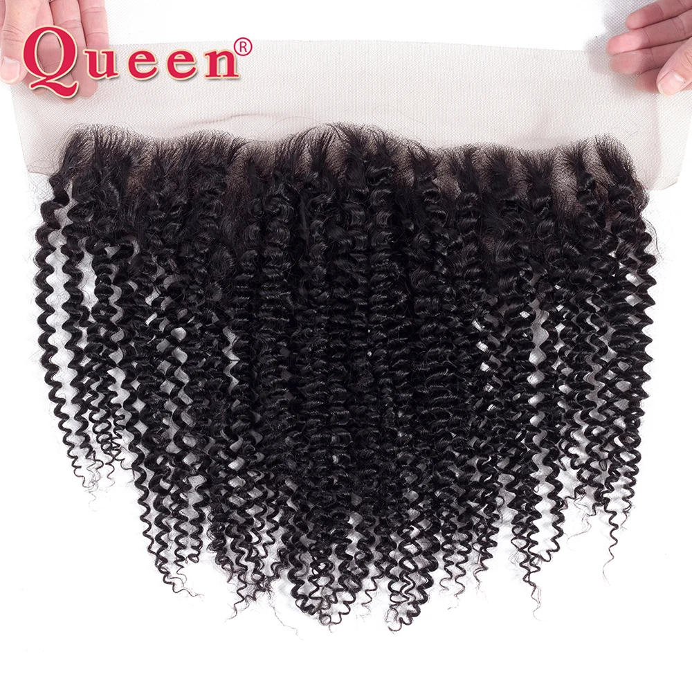 Queen Hair Products Malaysian Hair 3/4 Bundles With Frontal Closure Kinky Curly Bundles With 13*4 Closure 100% Remy Human Hair