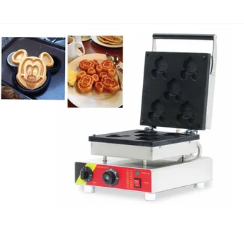 

110V 220V Cartoon Mickey Mouse Shaped Waffle Maker Commercial Non-stick 5pcs Electric Mickey Shape Waffle Machine EU/AU/UK/US