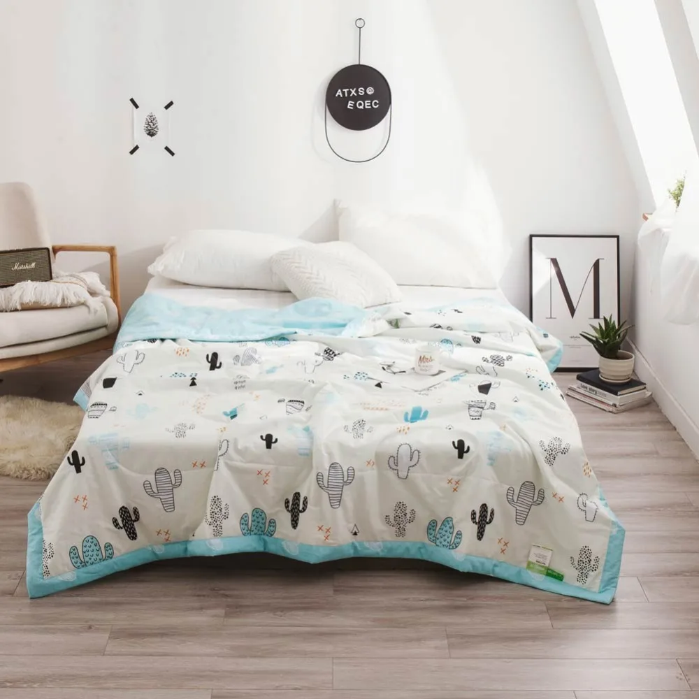 

2019 Cactus Beige Thin Summer Quilt Air-condition Stitching Comforter Cotton Fabric Polyester Twin Full Queen Size