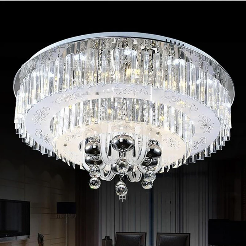 

Luxury atmosphere crystal lamp round living room bedroom restaurant LED ceiling lamp modern lamps 3 Color Dimming With Remote