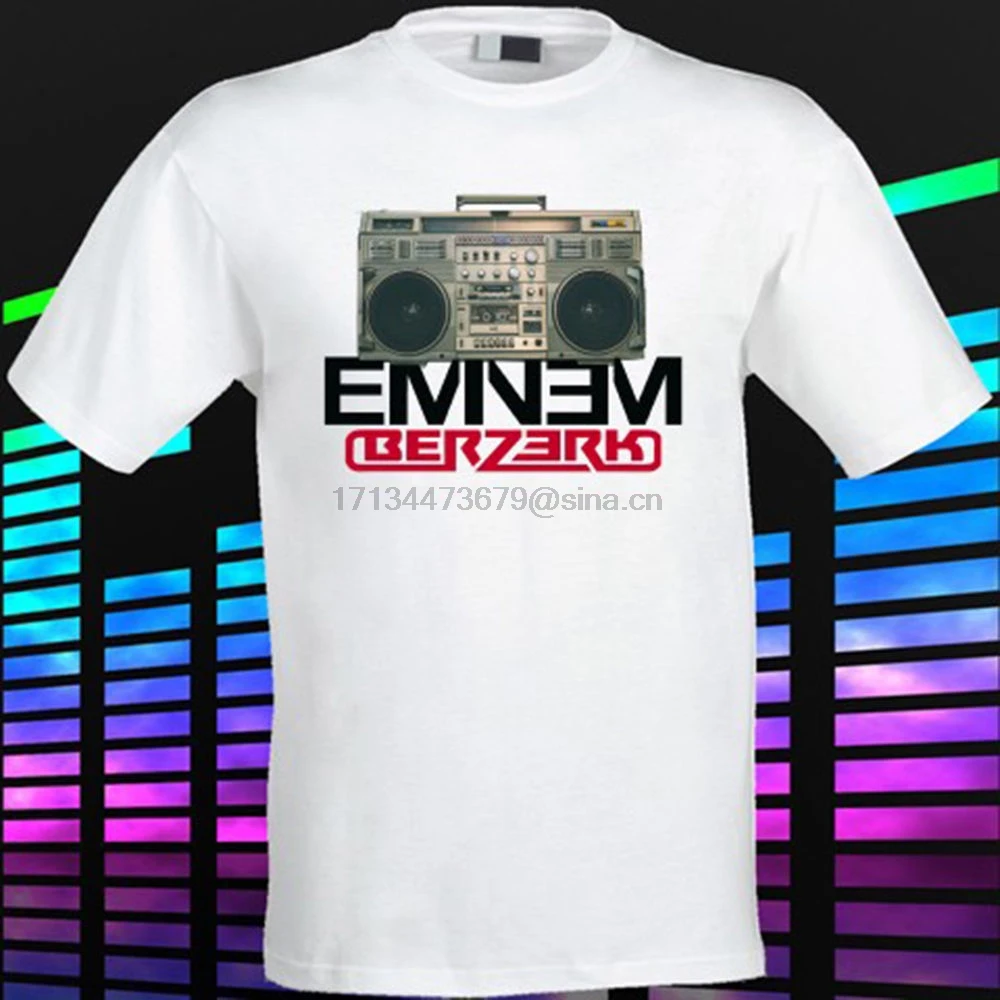 Новая футболка EMINEM Boombox Berzerk Rap в стиле хип хоп мужская белая размеры от S до