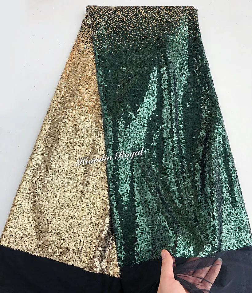 

Allover sequins gradient colors tulle lace fabric African french lace Nigerian garment clothes high quality 5 yards good choice
