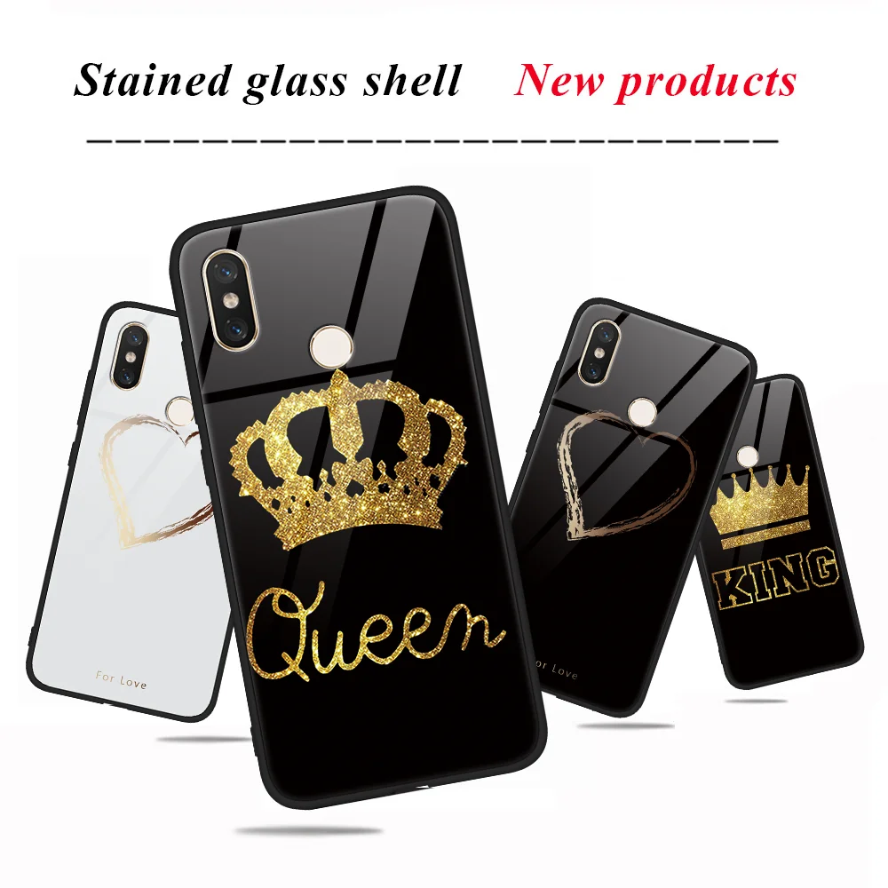 

King Queen Cover For Xiaomi Redmi 7 Note 5 6 Pro 5 Plus S2 Mi A2 Mix 2 2S Max3 5 5S 6 8X 8 SE Lite 9 Explore Tempered Glass Case