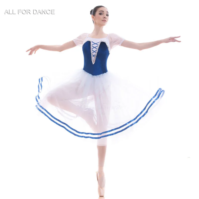 A18700 Royal Blue Velvet Bodice Long Romantic Ballet Tutu Girl & Women Dance Costume Ballerina