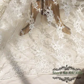 

Free shipping 1M/Lot Exquisite Embroidery Lace Fabric White Handmade Diy Curtain Decorative 130CM Wide Clothes Accessories AC67