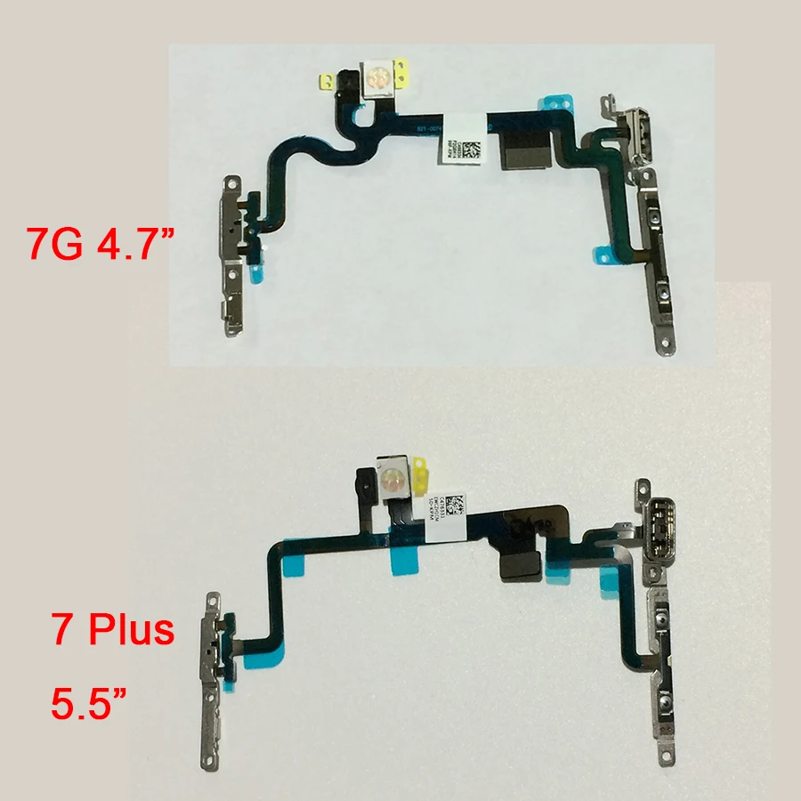 

10Pcs/lot Original New Power On/Off Volume Mute Switch Flex Cable with Metal Bracket for iPhone 7G 4.7"/ 7 Plus 5.5" Replacement