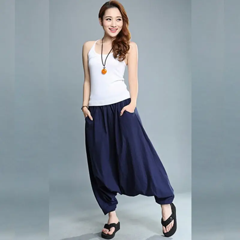 Women's Large Crotch Harem Pants Plus Size 5XL Casual Long Pants Elastic Waist Loose Dancing Trouser 2020 Summer Slim Pleated Women's Large Crotch Harem Pants Plus Size 5XL Casual Long Pants Elastic Waist Loose Dancing Trouser 2020 Summer Slim Pleated