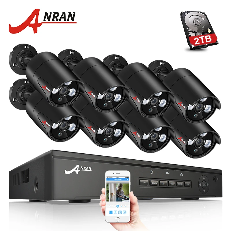 

ANRAN POE CCTV Camera System 8 Channel NVR Kit H.264 2MP Full HD Home Video Surveillance System Waterproof Bullet Network Camera