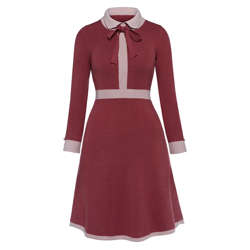 Sisjuly Women S Casual Sweater Dress 2017 New Autumn Winter Long Sleeve Polo Neck Lace Up