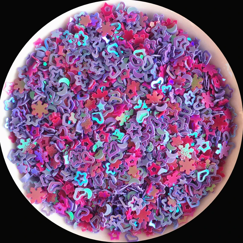 

20g Multi Shape Mix Rose Purple 3-5mm Star Heart Snowflake Sequins Paillettes for Nail Art manicure/wedding decoration confetti