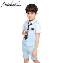 ActhInK New Arrival England Style 3Pcs Kids Summer Suit For Boys Children Summer Party Costume Shirts+Vest+Shorts Suit For Boys ActhInK New Arrival England Style 3Pcs Kids Summer Suit For Boys Children Summer Party Costume Shirts+Vest+Shorts Suit For Boys