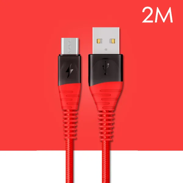 ACCEZZ 1 м 2 м кабель зарядного устройства микро-usb Быстрая зарядка и синхронизация данных для samsung S7 Xiaomi Redmi Note 5 Pro huawei Andriod телефонные кабели - Цвет: 2M Red Cable