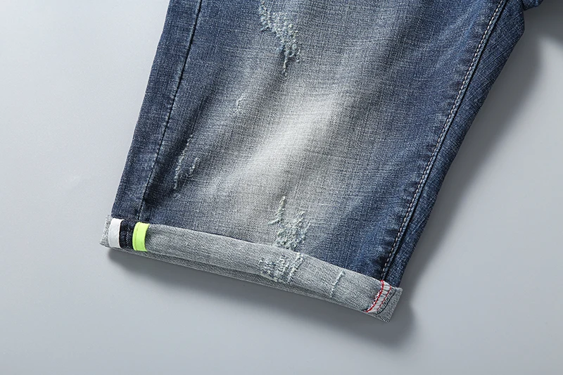 HISTREX мужские летние джинсовые шорты мотоциклетные стрейч обтягивающие Мужские джинсы Рваные синие джинсы плюс размер M L XL XXL 3XL 4XL 5XL # HJH8O