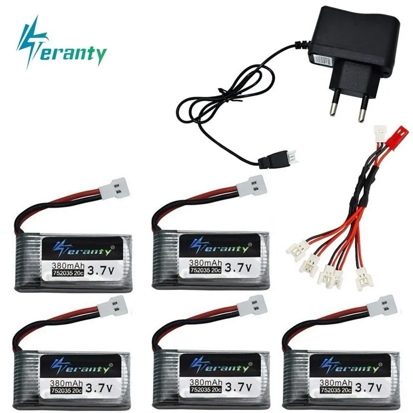 3 7 V 380mAh 752035 Lipo батарея для Hubsan X4 H107 H107L H107D JD385 JD388 с 5 портовым зарядным устройством