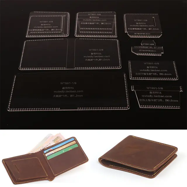 WUTA 40 Acrylic Short Wallet Template Leather Craft Tool Coin Case New Leather Wallet Pattern WUTA 40 Acrylic Short Wallet Template Leather Craft Tool Coin Case New Leather Wallet Pattern