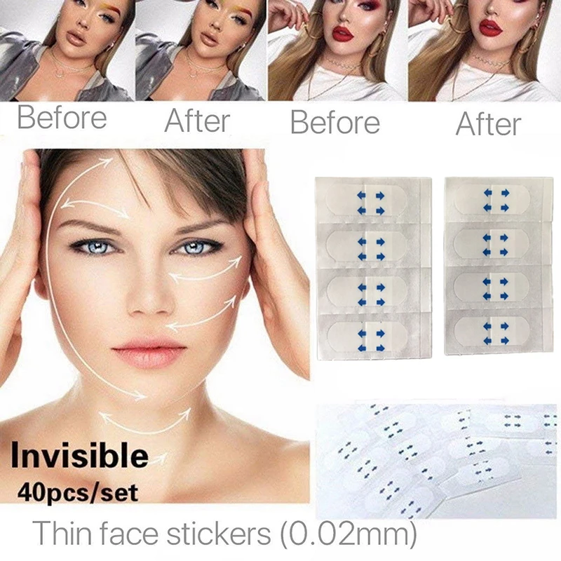 40 Pcs/Set Invisible Thin Face facial Stickers Facial Line Wrinkle Sagging Skin V-Shape Lift Tape Scotch for Faces Beauty Safety