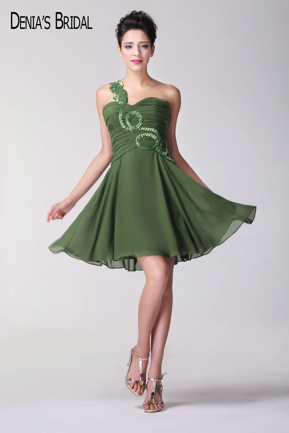 2017 Real Photos Green Strapless Mini Cocktail Dresses Pleats A Line