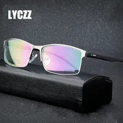 LYCZZ высокое качество квадратный Opitcal очковые оправы два слоя покрытием Сталь рама рецепту очки рама для бизнесменов