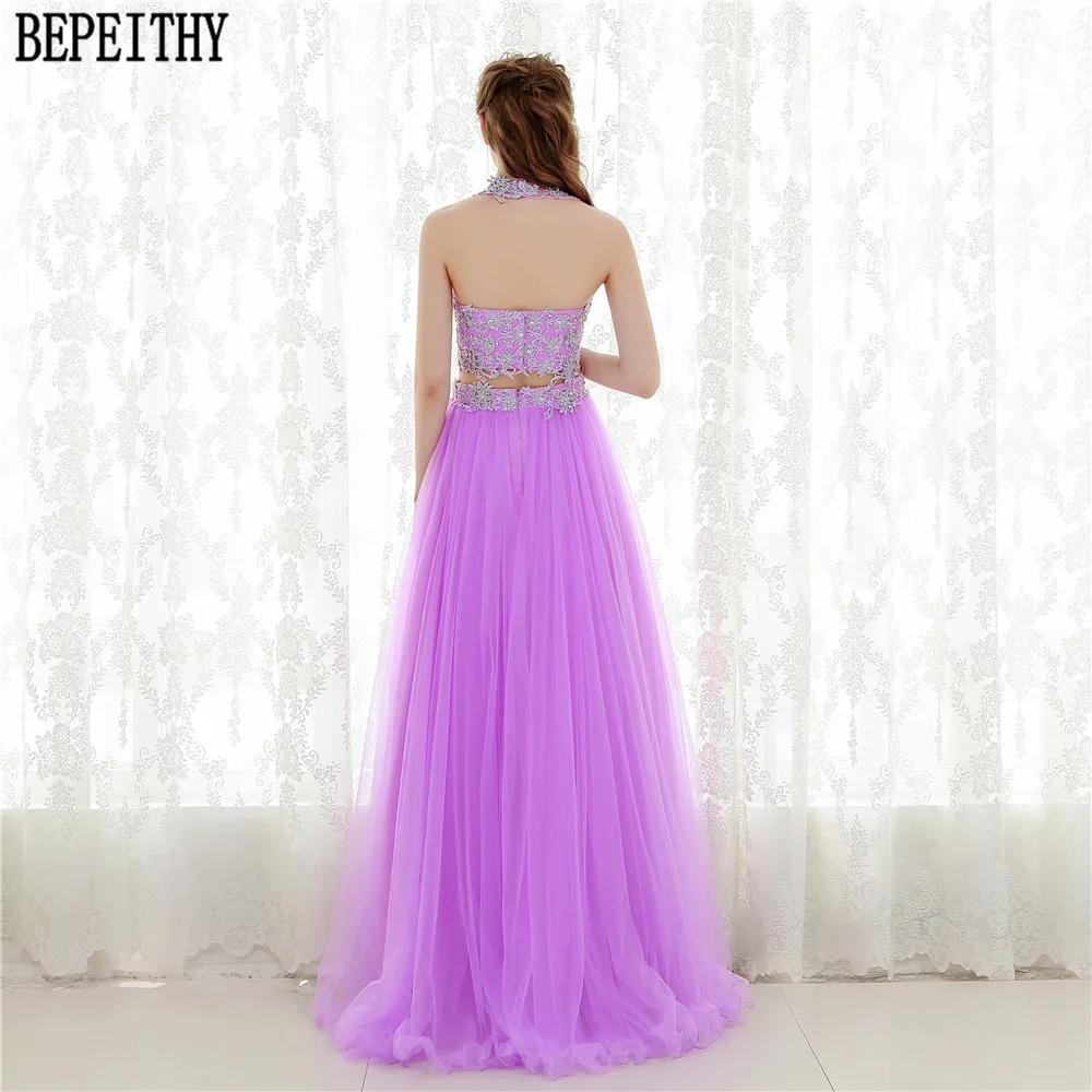 8  BEPEITHY New Arrival 2017 Hot Sale Long Two Pieces Prom Dresses Vestido De Festa Longo Lace Tulle Prom Evening Party Dresses (9)