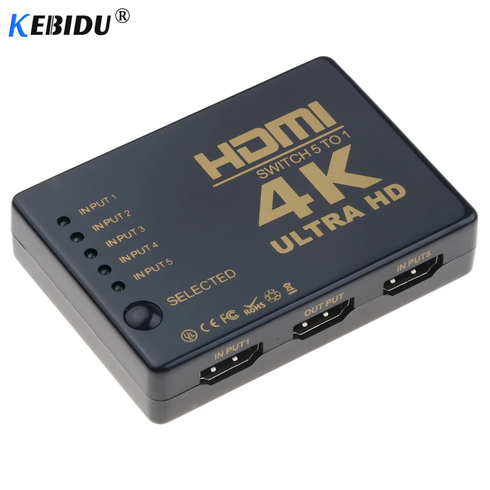 Kebidu 4K* 2K HDMI переключатель HDMI HDTV 1080p 5-Порты и разъёмы 3-Порты и разъёмы вход до 1 переключатель разветвитель с ИК-пульт дистанционного управления 3D для PS3 Xbox 360