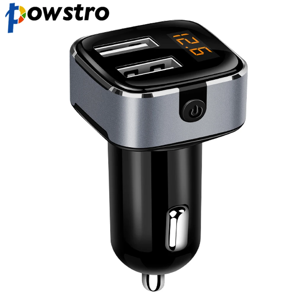 Powstro Dual USB 5 В 3.1A автомобильное зарядное устройство USB зарядное устройство светодиодный дисплей с выключателем питания вольтметр Обнаружение тока для samsung Galaxy