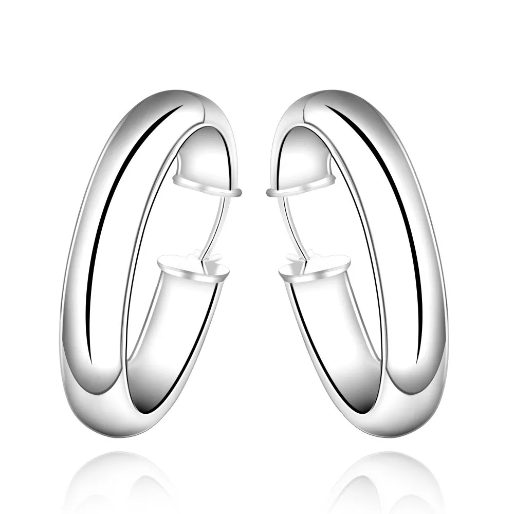 

Unique 7mm Thick Circles earrings 925 stamped silver plated Hoop earrings Fashion 2017 New Jewelry accessary Brincos de Prata