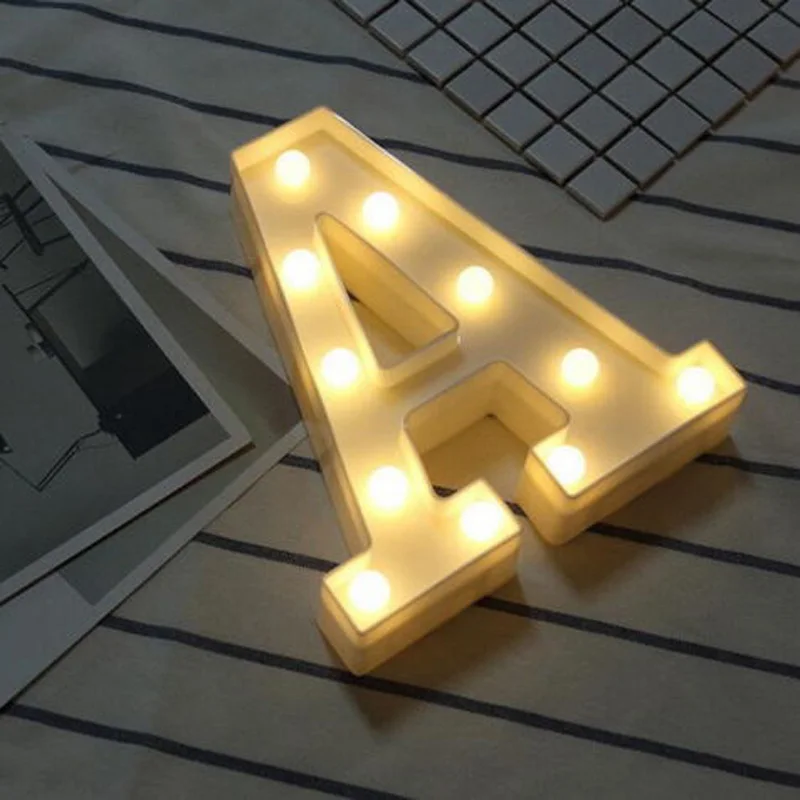 Led Marquee буква Алфавит символ огни знак Свадьба День Рождения Декор лампы - Цвет: A