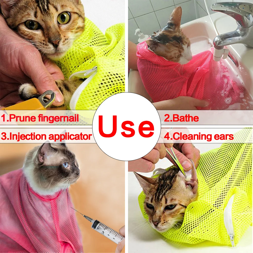 New Mesh Cat Grooming Bathing Bag No Scratching Biting Restraint for Bathing Nail Trimming Injecting Examing New Mesh Cat Grooming Bathing Bag No Scratching Biting Restraint for Bathing Nail Trimming Injecting Examing