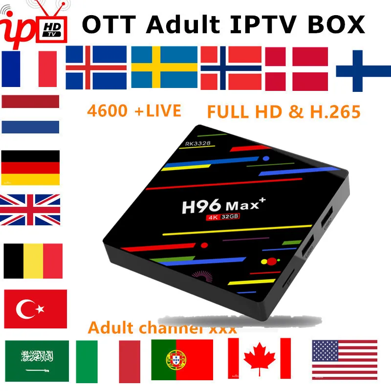 

French IPTV BOX Android 8.1 IPTV 1 year Subscription Arabic Sweden belgium Europe Dutch UK spain USA H96 MAX IPTV Smart tv box
