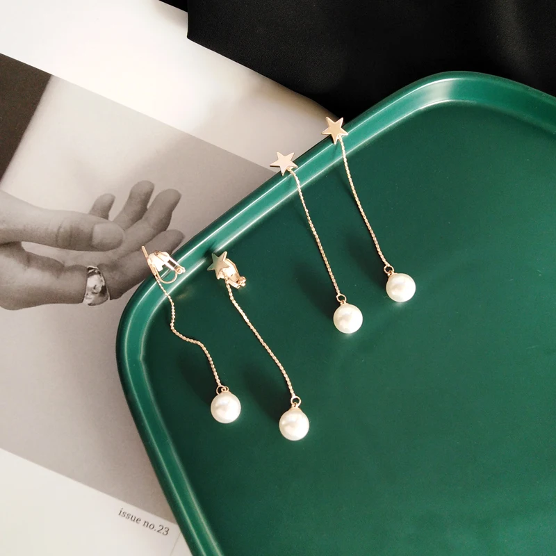 

Simple Baitao Trendy Long-style Earrings With European And American Personality Pearl Earrings