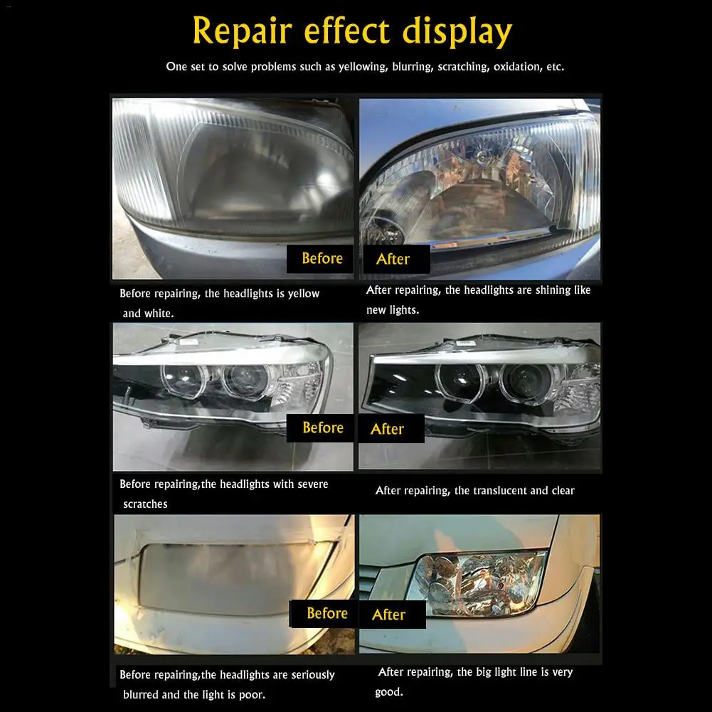  800ML Car Headlight Repair Refurbishment Liquid Auto Headlight Restoration Agent Kit Scratches Lamp