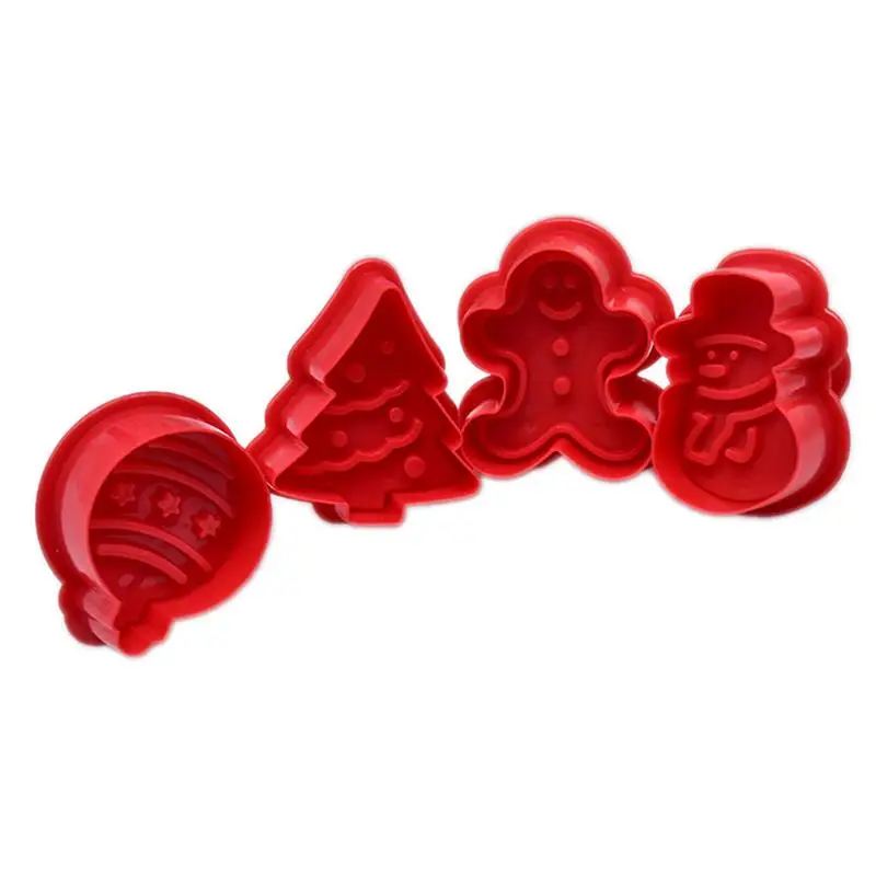 

4pcs/set DIY baking Christmas snowman Christmas tree cookie mold Fondant cake tool cake decoration Plastic cutting