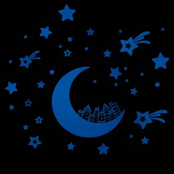 

Glow in the Dark Moon City and Luminous Stars Wall Sticker Kids Room DIY Decoration Sticker Children Bedroom Background Decor