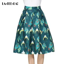 LaTeeDai 10 2017 Print Skirts Women Multi-Colorful Pattern Retro Lady Fashion Vintage A-Line Big Hem Pleated Midi Jupe Vestidos