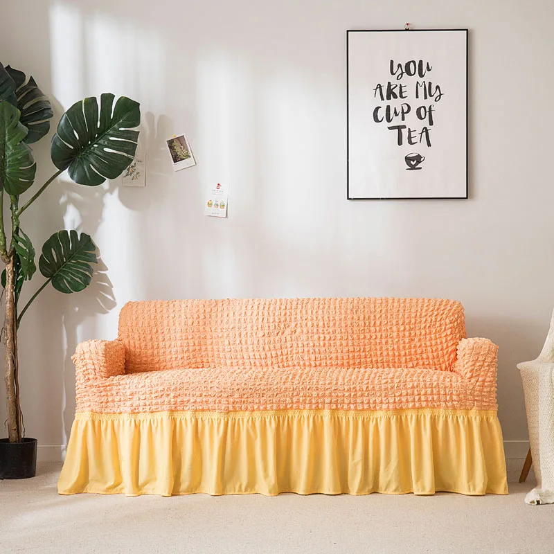 Европейский диван крышка с юбкой стрейч универсальный чехол для дивана мебель чехол для кресло гостиная два/три/Четыре местный - Цвет: Mango
