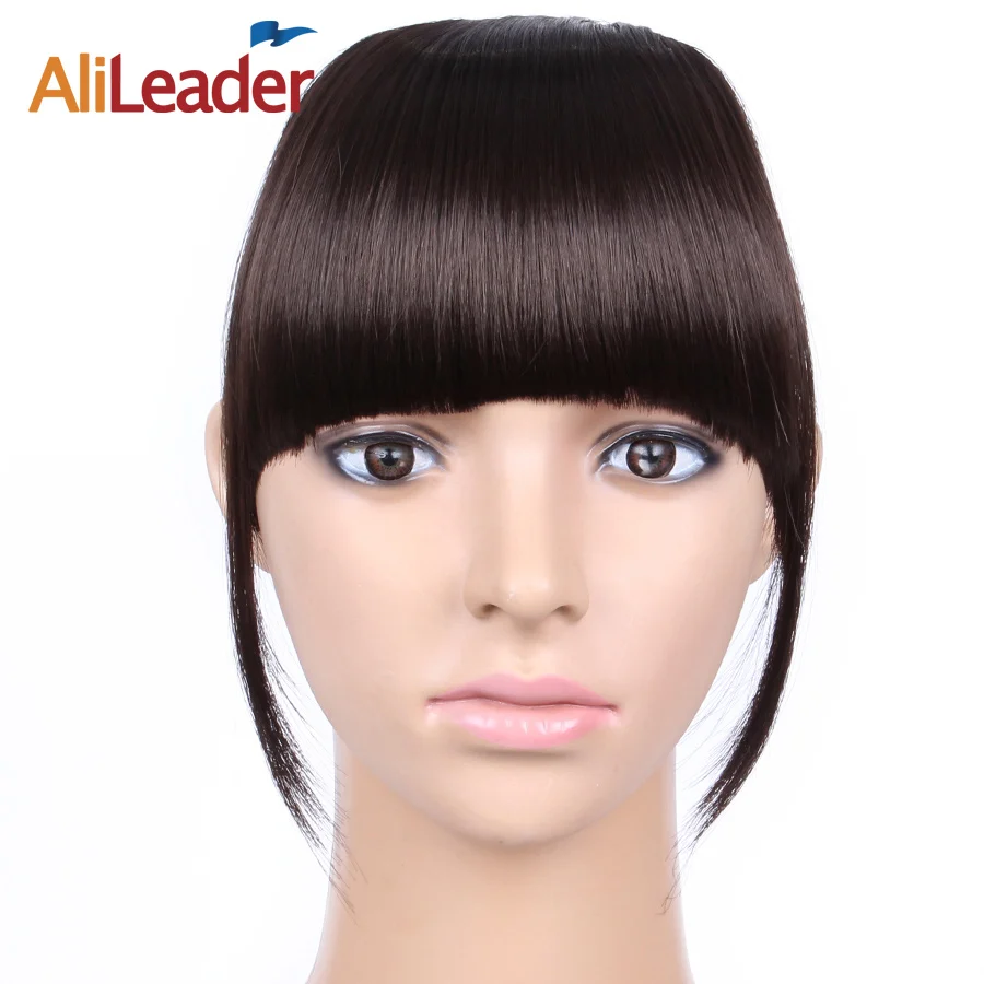 

Alileader Short Front Neat Bangs Fake Fringe Clip In Hair Extensions With High Temperature Synthetic Fiber Black Brown Blonde